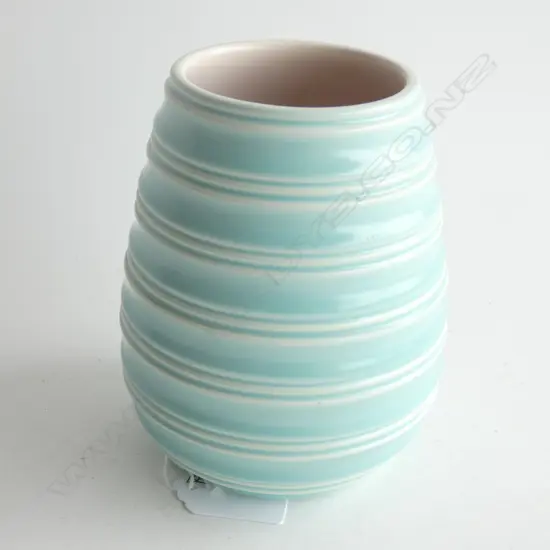 A Poole vase, Keith Murray lathe turned style